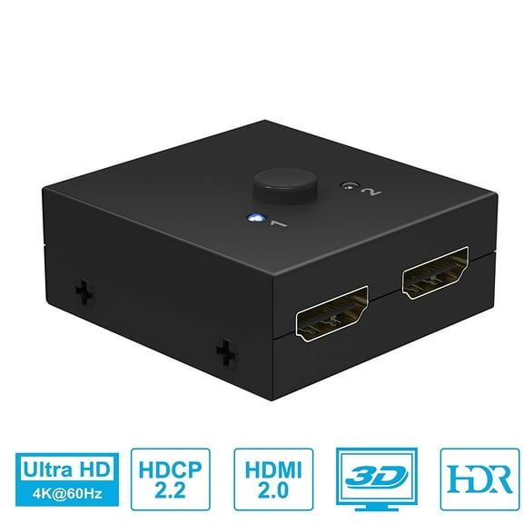 HDMI Splitter 4K HDMI Switch, 2 x 1 or 1 x 2 HDMI Switcher Bidirectional 2 Inputs 1 Output, No External Power Needed, Supports 4K/3D/1080/HDCP for HDTV/Blu-Ray Player/DVD/DVR/Xbox