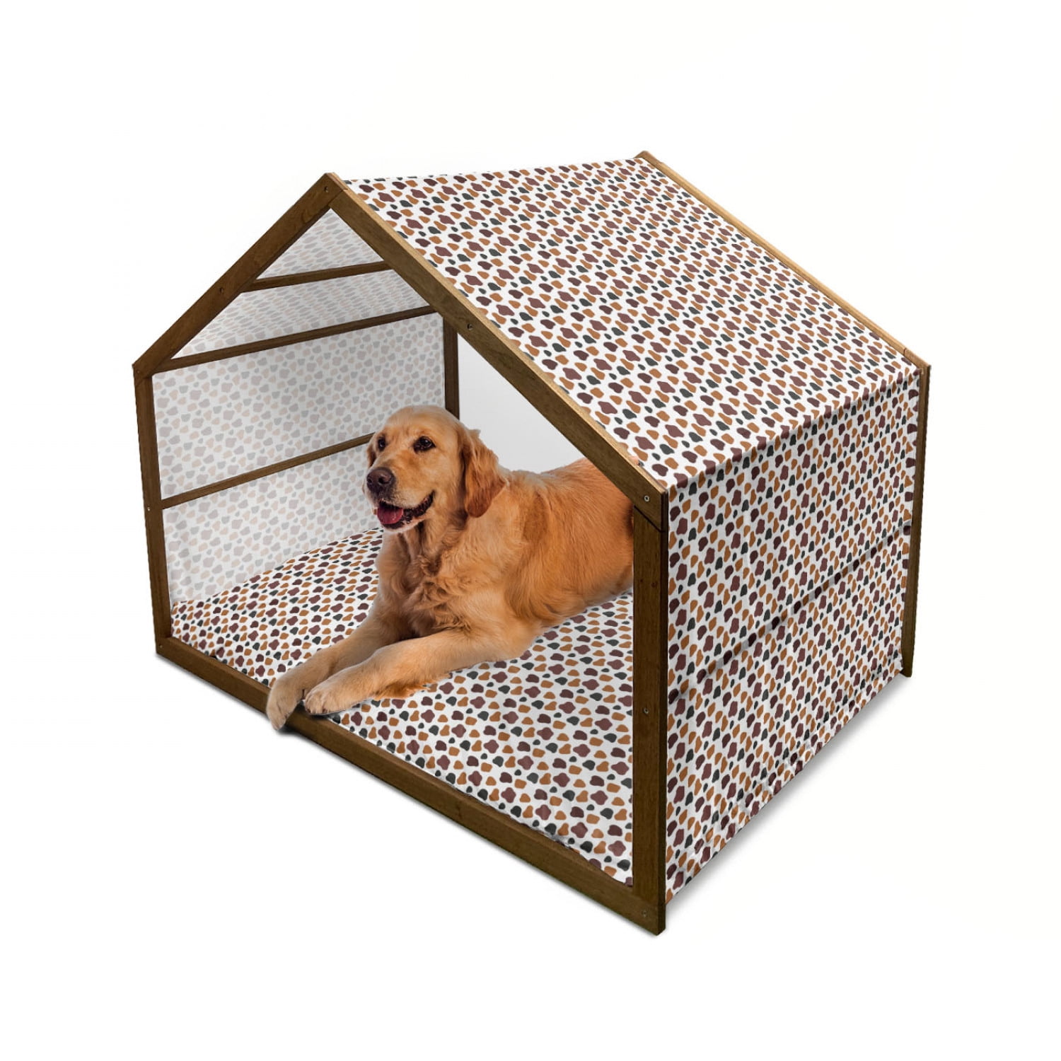 Cow Print Pet House, Cow Skin Animal Abstract Spots Milk Dalmatian Barnyard Camouflage Dots, Outdoor & Indoor Portable Dog Kennel with Pillow and Cover, 5 Sizes, White Brown Black, by Ambesonne - Cow Print Pet House, Cow Skin Animal Abstract Spots Milk Dalmatian Barnyard Camouflage Dots, Outdoor & Indoor Portable Dog Kennel with Pillow and Cover, 5 Sizes, White Brown Black, by Ambesonne -