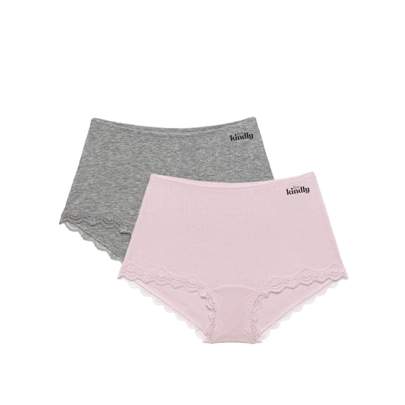 Kindly Yours Women’s Pointelle Boyshort Underwear with Lace Trim, 2-Pack, Sizes XS-XXXL