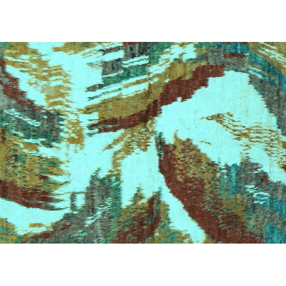 Ahgly Company Indoor Rectangle Abstract Light Blue Modern Area Rugs, 6' x 9'