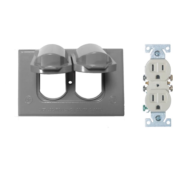 Sigma 14227 1 Gang Gray Weatherproof Duplex Cover Receptacle