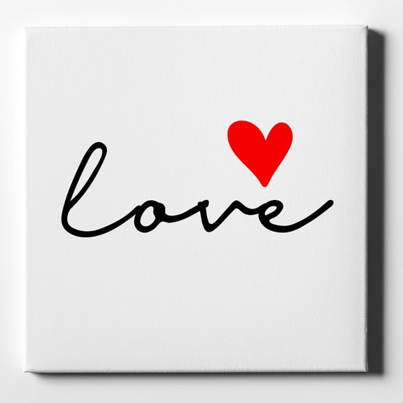 Love Heart Black & Red - 10" x 10" - Decorative Canvas Wall Art - White Edge - 5/8" Gallery Wrapped