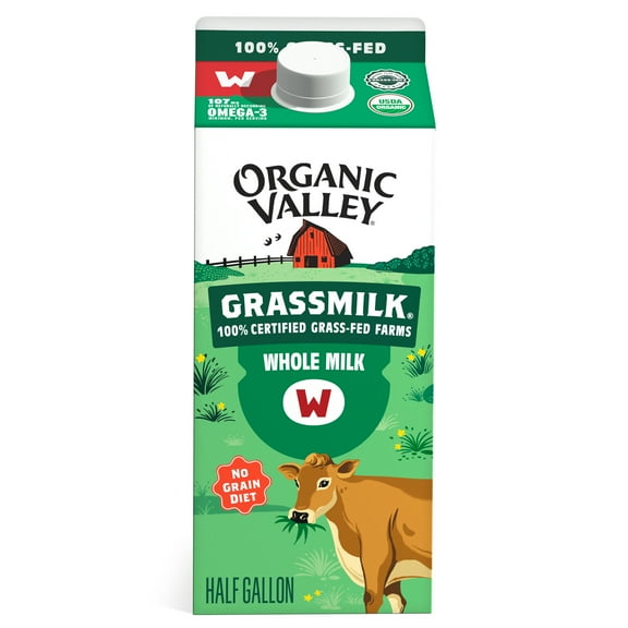 Organic Valley Grassmilk Organic Grassfed Whole Milk, Half Gallon, 64 fl oz