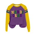 thumbnail image 4 of Chuancc Womens Long Sleeve Shirts Kangaroo Pocket,Mardi Gras Shirt Sequin Sparkly Crewneck Sweater Vintage Graphic Outfits Tops Womens Sweatshirts No Hood Graphic Sweatshirts Purple 3XL, 4 of 4
