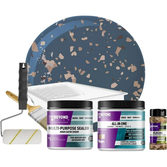 Beyond Paint Countertop Makeover Kit with Paint, Sealer, Flecks and Tools for Countertops, Deep Blue