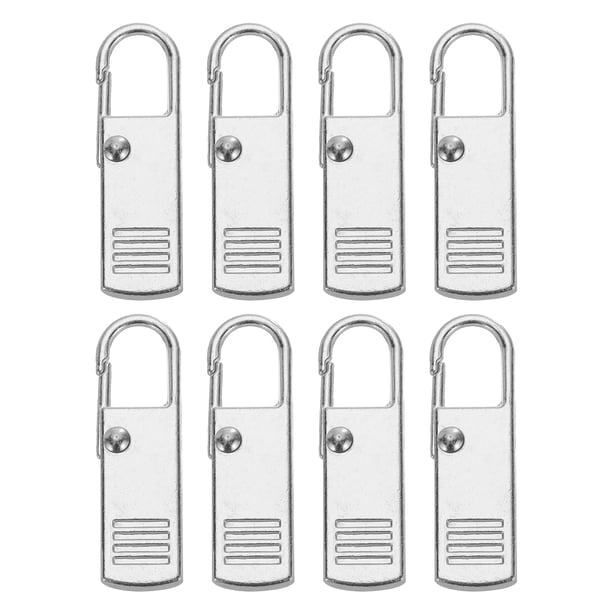 Reemplazo de tirador de cremallera Uxcell, kit de reparación de 8 piezas con tirador de cremallera metálico desmontable, tono plateado