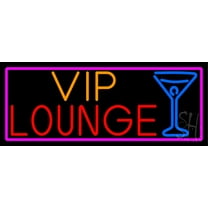 Vip Lounge And Martini Glass With Pink Border LED Neon Sign 13 x 32 - inches, Clear Edge Cut Acrylic Backing, with Dimmer - Bright and Premium built indoor LED Neon Sign for Bar decor.