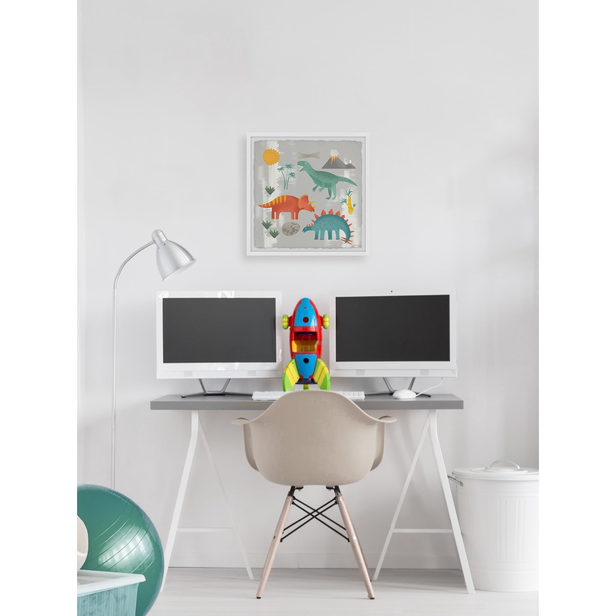 Marmont Hill Printed Dinosaurs Framed Art Print, 32" x 32"