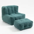 thumbnail image 4 of Ouyessir Upholstered Velvet Fabric Sofa Chair, Fluffy Bean Bag Chair with Ottomans Blue, 4 of 5