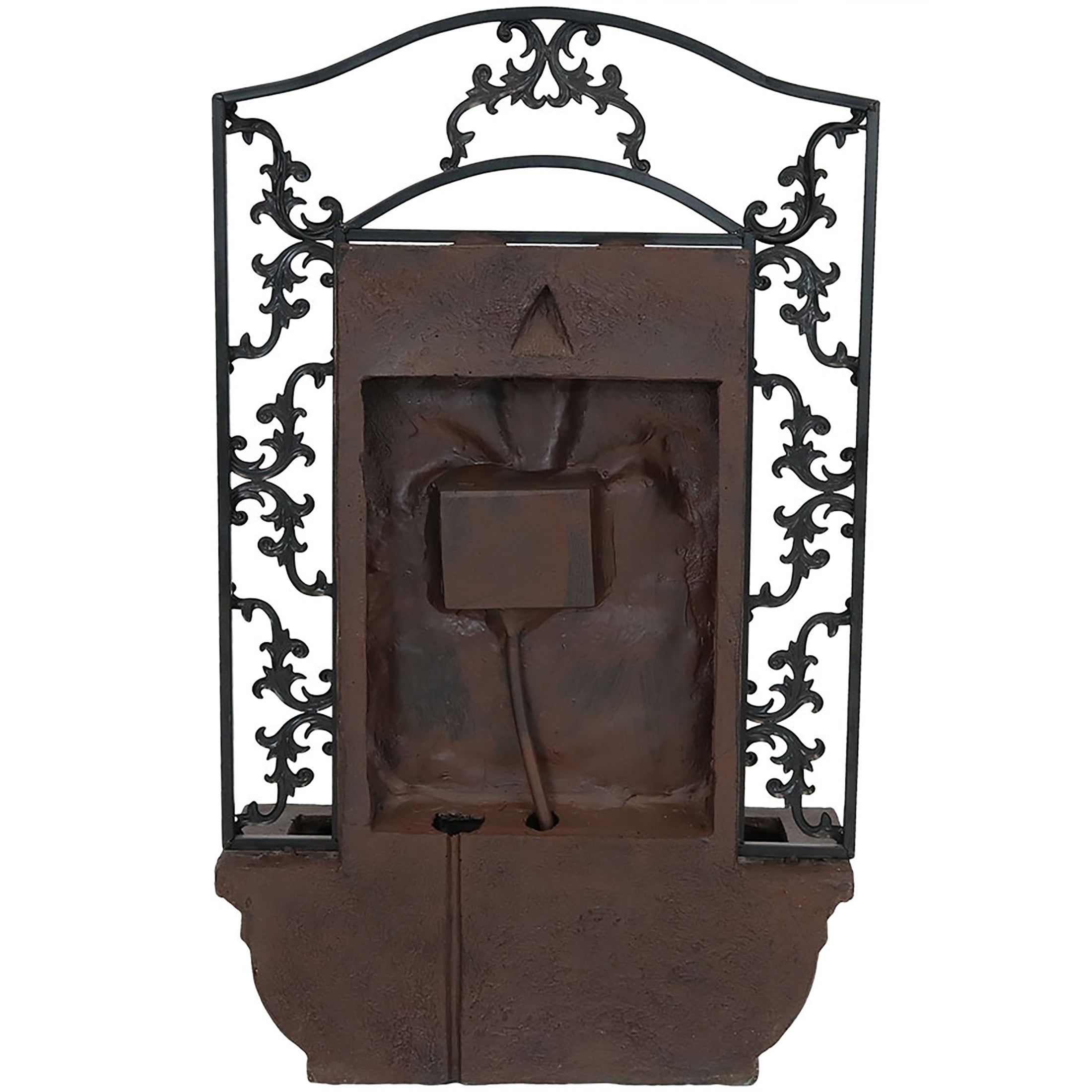 Sunnydaze French Lily Polystone Outdoor Wall Fountain, Iron Finish