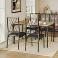 thumbnail image 1 of Dining Table Set, 5-Piece Metal and Wood Indoor Modern Rectangular Dining Table Furniture Set for Kitchen, Dining Room, Dinette, Breakfast Nook w/ 4 Chairs, 1 of 9