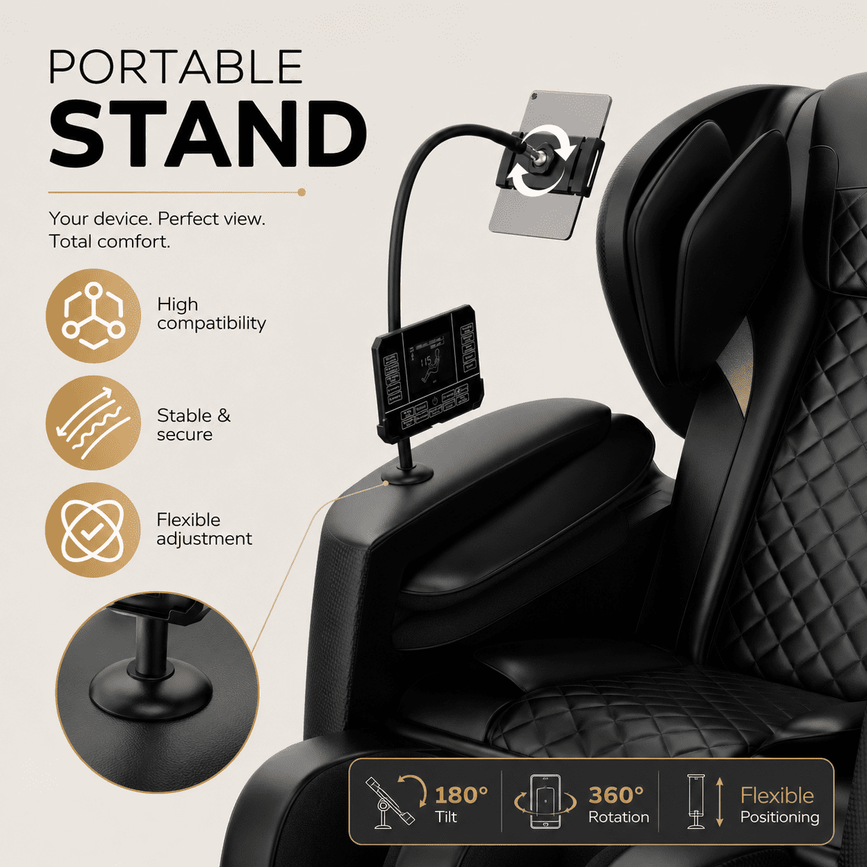 Aenkyo Full Body Zero Gravity Massage Chair Recliner with 6 Fixed Rollers, Foot Massage, Heating and Bluetooth, Black