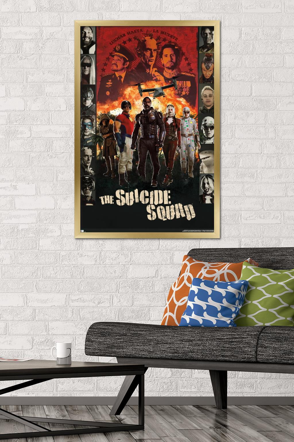 DC Comics Movie The Suicide Squad - Battle Group Wall Poster, 22.375" x 34", Framed