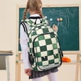thumbnail image 7 of FORMRS School Backpack 17" Student Travel Bag with Laptop Compartment, Green and White Plaid Pattern, 7 of 7