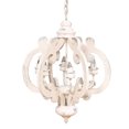 thumbnail image 3 of 25 Inch 6 Light Vintage Crown Chandelier Cottage Chic Distressed White Mango Wood - Saltoro Sherpi, 3 of 5