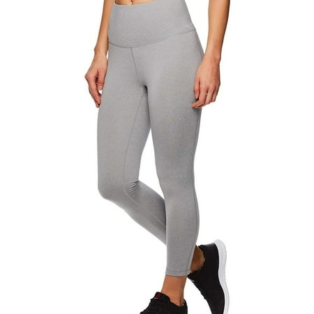 Reebok Womens High Rise Capri Leggings Yoga Pants, Grey, Medium