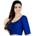 thumbnail image 2 of Chandrakala Women's Readymade Non Padded Chanderi Indian Ethnic Saree Blouse Crop Top Choli-Medium, Royal Blue (B186ROY3), 2 of 3