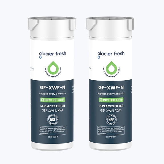 Glacier Fresh  XWFE Water Filter, Replacement for GE XWFE, XWF Genuine Ge Refrigerator Compatible with GE French-Door - 2 Pack(with Chip)