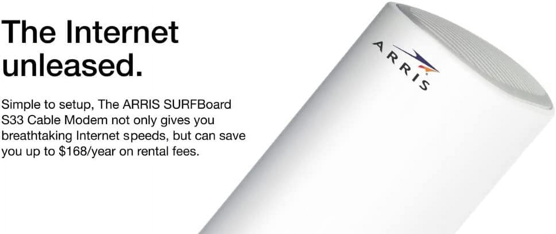 ARRIS Surfboard S33 DOCSIS 3.1 Multi-Gigabit Cable Modem with 2.5 Gbps Ethernet Port, Approved for Cox, Xfinity, Spectrum & Others.