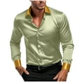 thumbnail image 3 of RongHuan Men's Big and Tall Dress Shirt Long Sleeve Button Down Tops Loose Fit Lapel Shirts Oversize Formal T-Shirt, 3 of 9