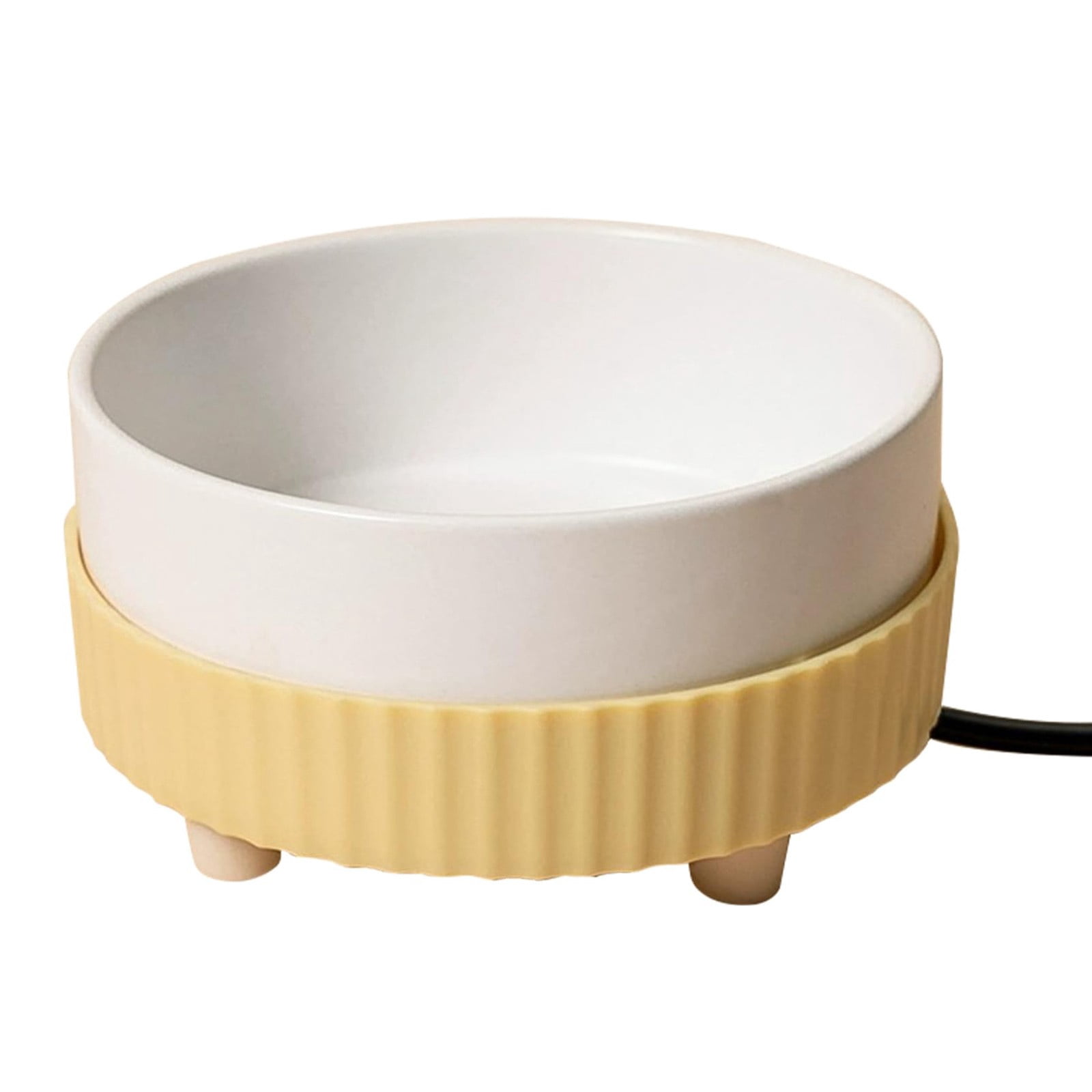 Kingtowag Heated Pet Water Bowl Ceramic 450ml USB 5V Yellow Base, Thermal Bowl for Dogs Cats Winter, 5.3inch 450ml USB Thermal Bowl Anti-Freezing, Heated Water Bowl