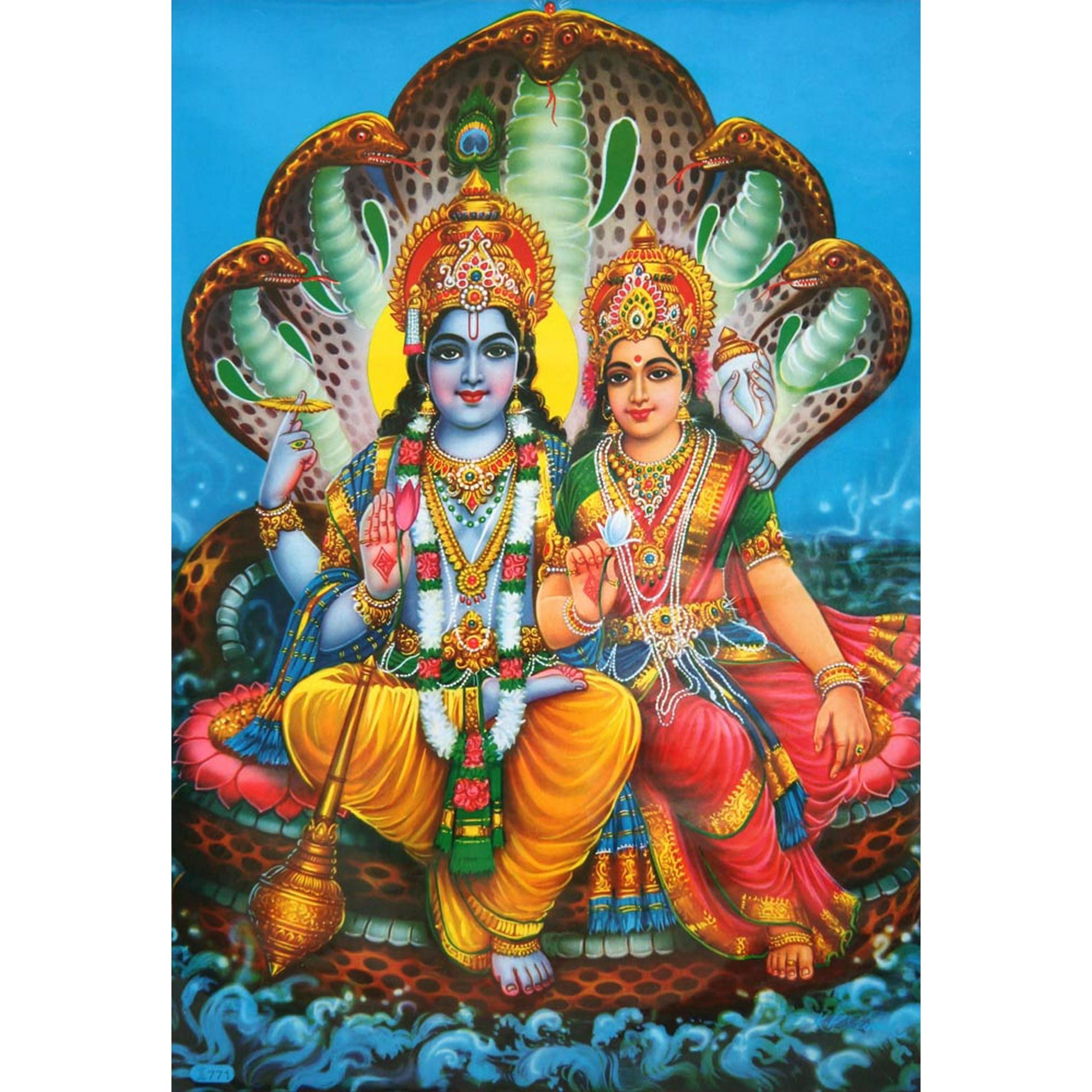 Lord Vishnu And Mata Lakshmi On Sesha Naga paper poster 14 Lord Vishnu And Mata Lakshmi On Sesha Naga paper poster 14