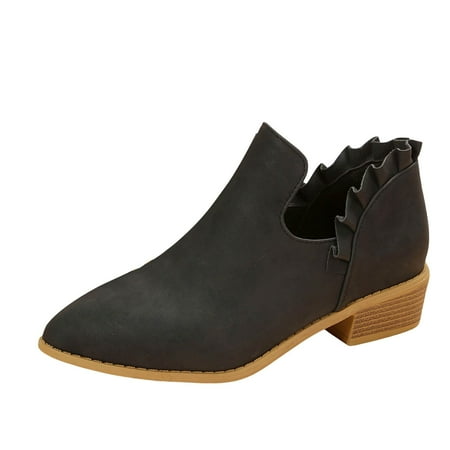 OJSFQUFP Non Slip Shoes for Women Women s Ankle Boot Fashion Boots Riding Boots for Women Comfortable Work Shoes for Women Work Boots for Women Black 41