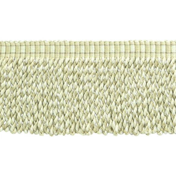 3" (7.5cm) Marrakesh Collection Bullion Fringe Trim with Fancy Woven Header # BFRW3,, Bone Ivory #VL06 (White Ivory, Cream Ivory, Light Beige) 5 Yards (15 ft/4.5m)