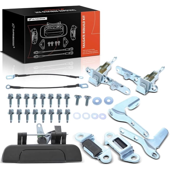 A-Premium Tailgate Rebuild Kit Compatible with Toyota Tacoma 1995-2004, Rear Tailgate Parts Handle Bezel Latch Cable Hinge Striker Bolts (Pack of 37)