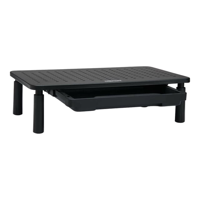 Tripp Lite Monitor Riser for Desk, 15 x 9 in. - Height Adjustable, Storage Drawer, Metal, Black - Monitor stand - desktop - black