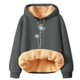 thumbnail image 2 of IMENGL Winter Spring warm fleece hooded sweatshirt falling dandelion, Gray 2XL, Size M-5XL, 2 of 4