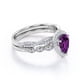 thumbnail image 4 of JeenMata Anillo de Compromiso Vintage de 1,5 Quilates con Piedra Natal de Febrero, Amatista y Moissanita en Talla Pera: Conjunto Nupcial con Halo Pavé en Oro Blanco de 18 K sobre Plata, 4 of 6
