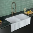 thumbnail image 5 of Delice 33" Double Basin Fireclay Farmhouse Kitchen Sink in Glossy White, 5 of 9