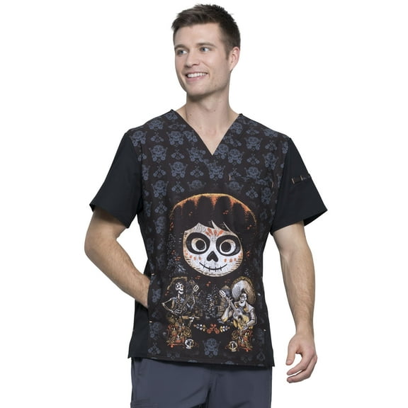 Tooniforms Halloween Men's V-Neck Medical Scrub Top TF700