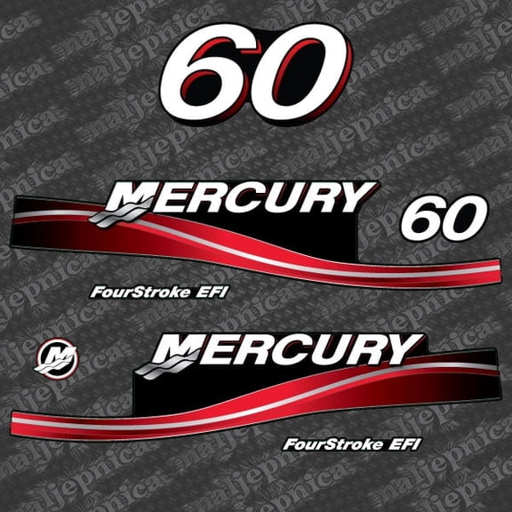 411 Decals Aftermarket Replacement for Mercury 60 Four Stroke EFI (2005-2007) Red Outboard Decal (Sticker) Set