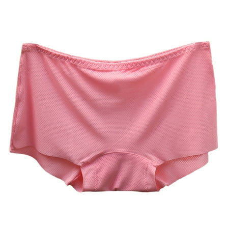 YHGFVOKJ Womens Underwear Full Coverage Sexy Solid Color Breathable Microfiber Briefs Plus Size High Waist Ice Silk Seamless Panties Thongs High Waisted Underwear Watermelon Red One Size