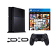 thumbnail image 1 of Sony PlayStation 4 (PS4) 500GB Console Bundle with Grand Theft Auto V & RetroFam Wireless Controller - Jet Black (Refurbished), 1 of 6
