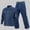 Dark Blue-A, variant on Men's Cargo Denim Jacket Track Suit 2 Pieces Set Outfits Casual Multi Pockets Long Sleeve Button up Jacket and Jean Pants Set