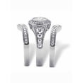 thumbnail image 2 of PalmBeach Jewelry Round Cubic Zirconia or Created Blue Sapphire Platinum-Plated Sterling Silver 3-Piece Vintage-Inspired Bridal Set, 2 of 5