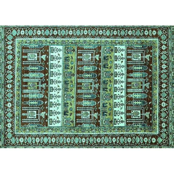 Ahgly Company Indoor Rectangle Abstract Turquoise Blue Modern Area Rugs, 6' x 9'