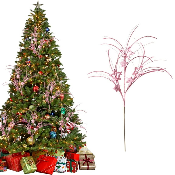 Wooowa Christmas Tree Ornaments 32-inch Gold Picks and Sprays with Artificial Berry Branches Stems Decorations DIY Crafts for Vase Filler Wreath Decor