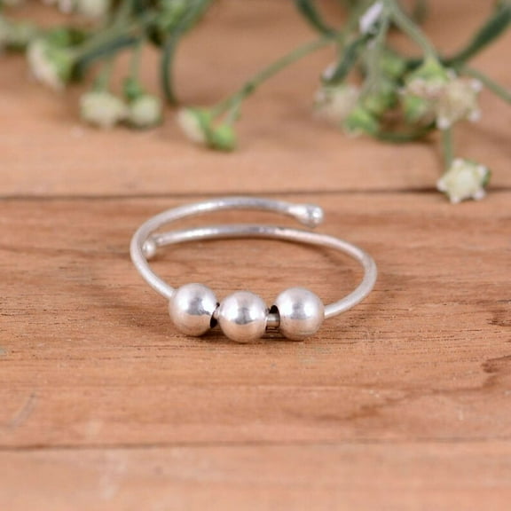 Worry Ring for Women – 925 Silver Adjustable Spinner Ring, Anti-Anxiety Jewelry Gift