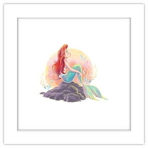 Gallery Pops Disney The Little Mermaid - Ariel Watercolor Sunset Wall Art, White Framed Version, 12" x 12"
