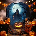 thumbnail image 2 of Halloween Shirts for Men Funny Pumpkin Ghost Print Graphic Halloween Tshirts Round Neck Short Sleeve Corduroy Tops Purple XL, 2 of 5