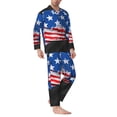 thumbnail image 2 of Sikiie Shark With USA Flag Mens Pajama Set, Soft Warm Long Sleeve Sleepwear, Cozy Button-Down Pjs for Men-XX-Large, 2 of 7