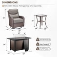 thumbnail image 2 of Planntonneo 7pcs Patio Furniture Set with Fire Pit Table, Outdoor Wicker Swivel Chair with Rattan Table and 43" Propane Fire Table Rectangular, Brown Wicker & Grey Cushions, 2 of 15