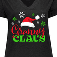 thumbnail image 4 of Inktastic Granny Claus with Christmas Santa Hat and Snowflakes Women's Plus Size V-Neck T-Shirt, 4 of 5