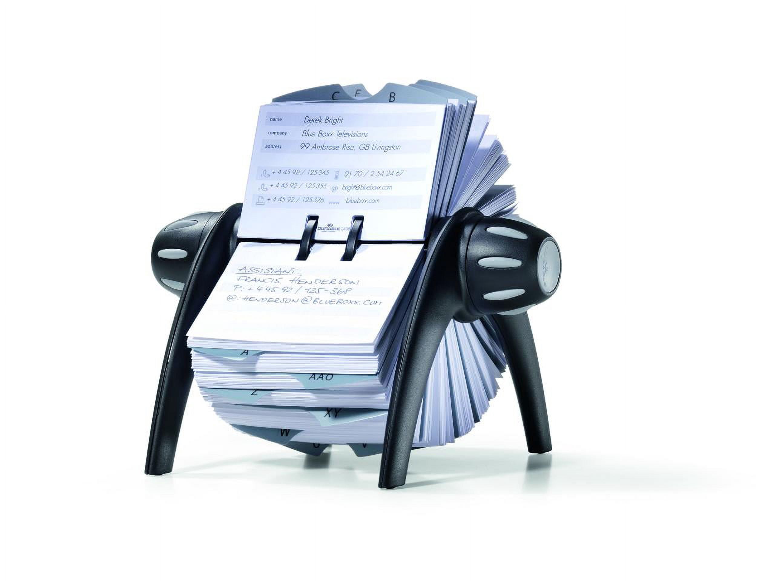 DURABLE Telindex Case, Black Flip Rotary Address Card File, 500 Double-Sided Cards, 25 Alphabetical Dividers
