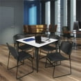 thumbnail image 3 of Kahlo 42" Square Breakroom Table- White- Black Base & 4 Zeng Stack Chairs- Black, 3 of 8