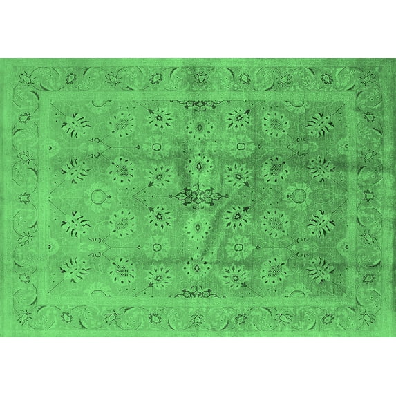 Ahgly Company Indoor Rectangle Oriental Emerald Green Industrial Area Rugs, 2' x 4'